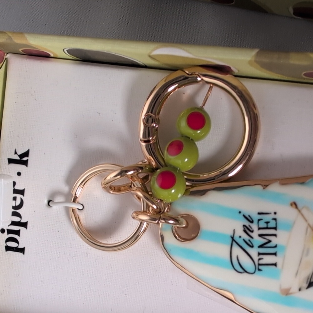 Piper K Tini Time Key Chain & Bag Charm Martini Olive - Picture 2 of 5